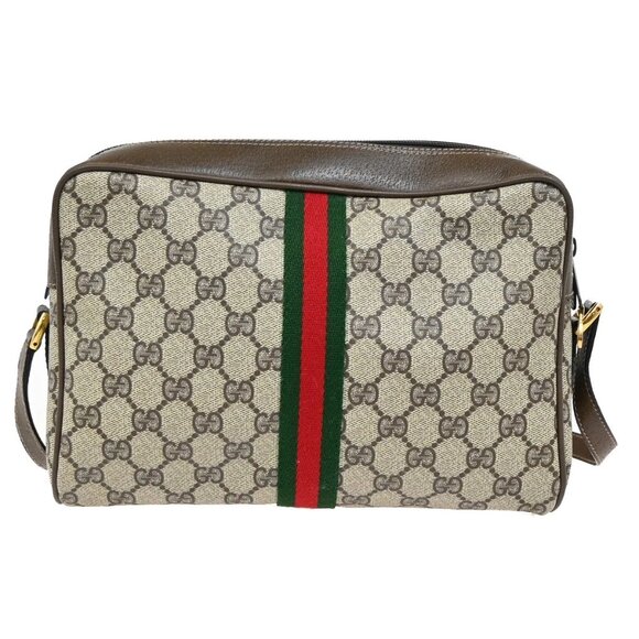 GUCCI Logo Sherry GG Pattern Shoulder Bag PVC Leather Brown Italy 32YH591 - Picture 3 of 16